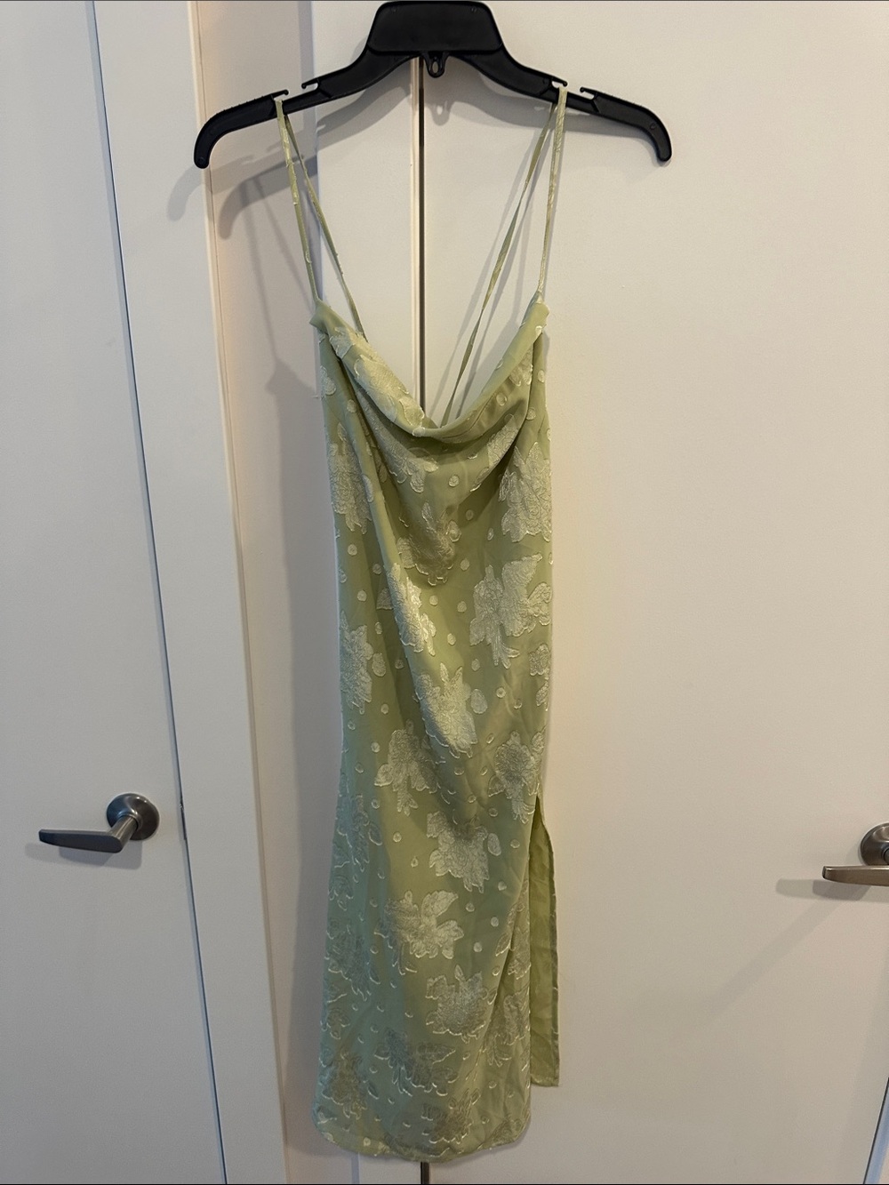 Slip Dress with Cowl Neck in Sage Green